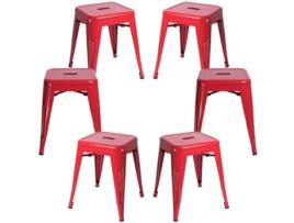 Pack 6 Bancos  Torix (Vermelho - 40 x 45 x 40 cm - Aço Reforçado)
