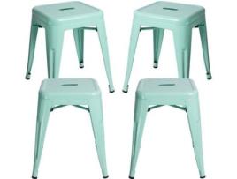 Pack 4 Bancos  Torix (Verde - 40 x 45 x 40 cm - Aço Reforçado)