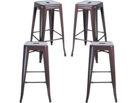 Pack 4 Bancos  Torix (Castanho - 42 x 76 x 42 cm - Aço Reforçado)