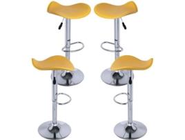 Pack 4 Bancos  Rox (Amarelo - 37 x 83 x 37 / 37 x 62 x 37 cm - Couro Sintético - Aço Reforçado)