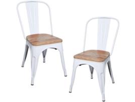 Pack 2 Cadeiras  Torix (Branco - 46 x 85 x 46 cm - Aço Reforçado - Madeira)