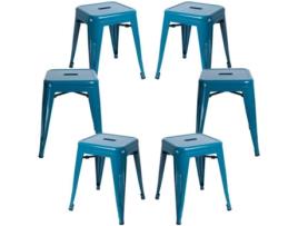 Pack 6 Bancos  Torix (Verde - 40 x 45 x 40 cm - Aço Reforçado)
