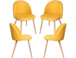 Pack 4 Cadeiras  Vint (Amarelo - 38 x 74 x 43 cm - Pano - Aço Reforçado)