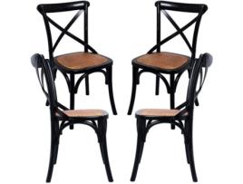Pack 4 Cadeiras  Altea (Preto - 43 x 87 x 45 cm - Madeira - Junco)