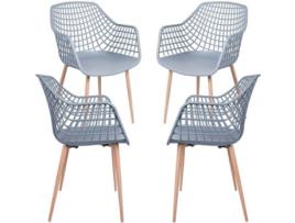Pack 4 Cadeiras  Riva (Cinzento - 41 x 84,5 x 45 cm - Polipropileno - Aço)