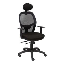 Silla de Oficina Jorquera malla negra asiento bali negro con traslak y cabecero