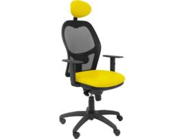 Cadeira de Escritório Executiva PIQUERAS Y CRESPO Jorquera Amarelo e Preto (Apoio cabeça fixo - Malha e Pele Sintética)