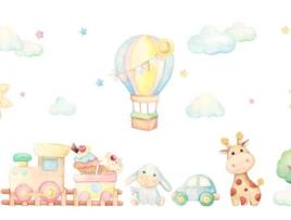 Fotomural DOBOXA  Brinquedos Em Tons De Aquarela - Tamanho: 400x280 cm