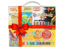 Caixa com 24 Canetas de Guache Sólida Playcolor Basic-Metal-Fluo + 3 Estampas para Colorir Playcolor