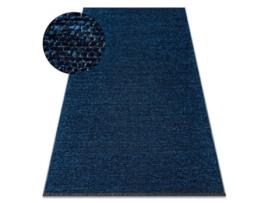 Tapete Florence 24021 Uma Cor, Glamour, Tecido Plano, Franjas - Azul Escuro (155 x 220 cm)