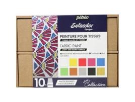 Kit de Tinta para TextÃªis PEBEO Kit de ColoraÃ§Ã£o para Tecidos Claros e Escuros 10 x 45