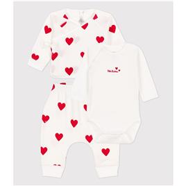 Petit Bateau Conjunto de 3 peças, estampado aos corações