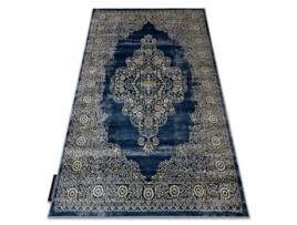 Tapete de Luxe Moderno 474 Ornamento - Structural Azul Escuro / Ouro (120 x 170 cm)