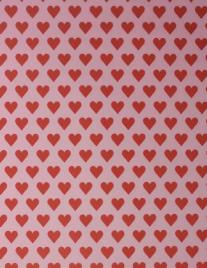 Rolo Papel De Embrulho Corações Vermelhos - Fundo Rosa