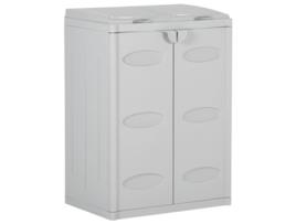 VIDAXL Caixote Do Lixo Com 2 Portas 65x45x88 cm Pp Cinzento