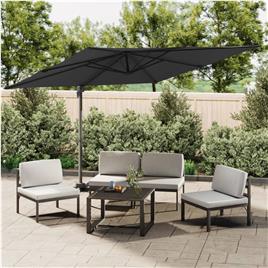 vidaXL Guarda-sol cantilever c/ poste de alumínio 300x300 cm preto
