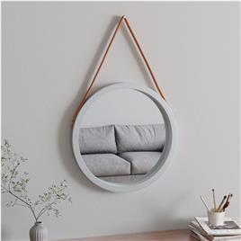 vidaXL Espelho de parede com alça Ø 55 cm prateado