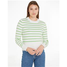 Tommy Hilfiger Camisola às riscas de gola redonda, em malha fina