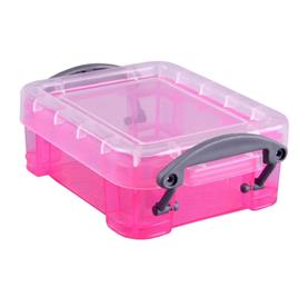 RUP Caixa de Armazenamento Empilhável, 0,07 L, 90 x 65 x 30 mm, Rosa com Tampa Transparente