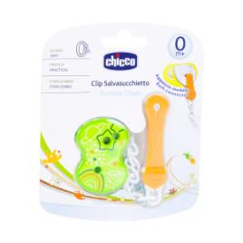 Clip com corrente para chupeta Chicco laranja