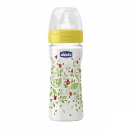 Biberão Well-Being Fluxo Médio 250 ml amarelo silicone