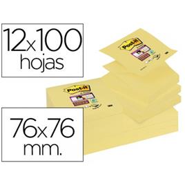Bloco Notas Adesivo Zig-Zag 76mmx76mm Amarelo Canário 100Fls Post-It 12 Unid.