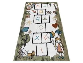 Tapete Fun Hop Para Crianças, Amarelinha, Animais Verde (80 x 150 cm)