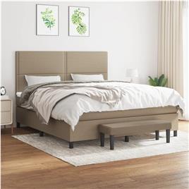 vidaXL Cama com molas/colchão 160x200 cm tecido castanho-acinzentado