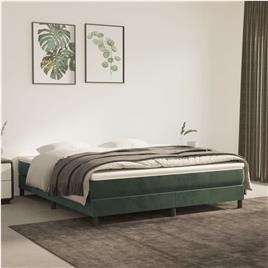 vidaXL Cama com molas/colchão 180x200 cm veludo verde-escuro