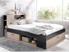 Cama de Casal COLOMBO L160 x P200 cm Antracite e Natura