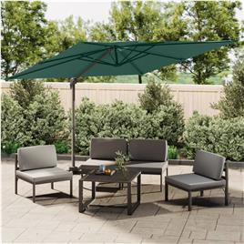 vidaXL Guarda-sol cantilever c/ toldo duplo 300x300 cm verde