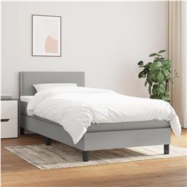 vidaXL Cama com molas/colchão 90x190 cm tecido cinzento-claro