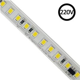 Fita led 220v bridgelux smd2835 140led/m 2566lm/m triac regulável corte 10cm 1 metro branco frio