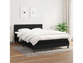 vidaXL Cama com molas/colchão 140x200 cm tecido preto