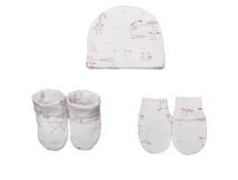Conjunto de Gorro, Luvas e Pantufas para Bebé BLANC AVENUE BÉBÉ 3 meses (Algodão - Rosa)