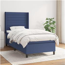 vidaXL Cama com molas/colchão 80x200 cm tecido azul