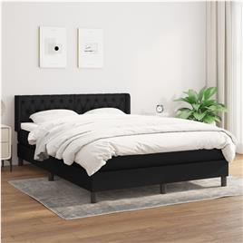 vidaXL Cama com molas/colchão 140x200 cm tecido preto