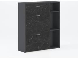 Sapateira  Melamina (Cinzento Escuro - Mármore Preto - 90x26x101.5 cm)