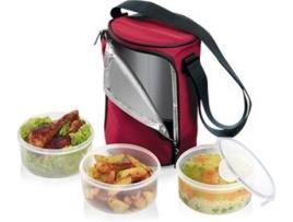 Saco termico TESCOMA Freshbox com 3 caixas 0.8 l bordô