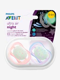 Conjunto 2 Chupetas  AVENT 0-6m Ultra Air Night time Menina