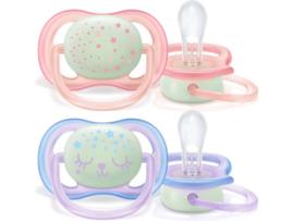 Conjunto 2 Chupetas PHILIPS AVENT 0-6m Ultra Air Night time Menina
