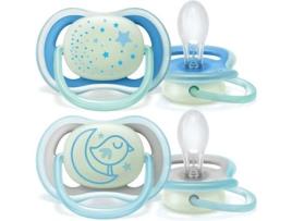 Conjunto 2 Chupetas PHILIPS AVENT 6-18m Ultra Air Night time Menino