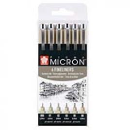 Marcador Pigma, Pontas de 0,2, 0,25, 0,3, 0,35, 0,45 e 0,5 mm, Tinta Preta