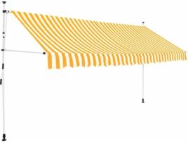 Toldo VIDAXL retrátil manual listrado amarelo e branco (350 cm)