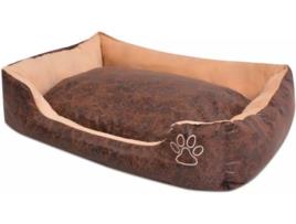 Cama para Cães e Gatos VIDAXL Com Almofada (Castanho - Couro Sintético - Tamanho M)