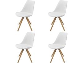Conjunto 4 Cadeiras de Refeição  243883 Couro Artificial Branco