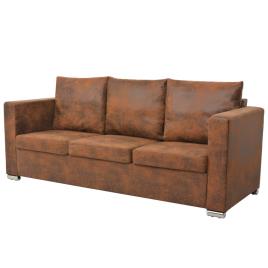 Sofá de 3 lugares 191x73x82 cm camurça artificial