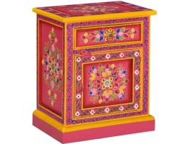 Mesa de Cabeceira ART PLANET Madeira de Mangueira Maciça Rosa (40x30x50 cm)