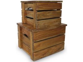 Conjunto de 2 caixas  arrumação Madeira reciclada maciça