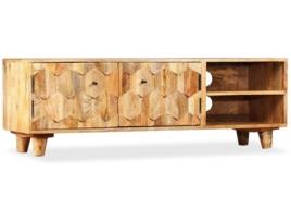 Móvel de TV  (118x35x40cm - Madeira Maciça - Castanho)
